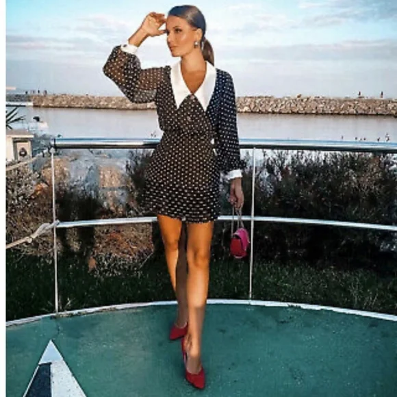 Linen Blend Zara Polka Dot Dress Canada ZARA LINEN BLEND POLKA DOT